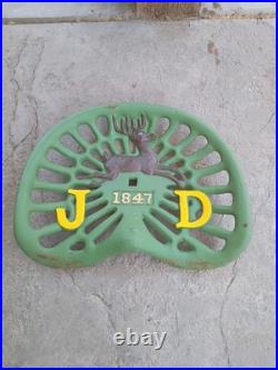 John Deere Vintage Farm Tractor Cast Iron Seat 1847 Deer Sign Antique