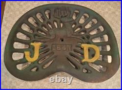 John Deere Vintage Farm Tractor Cast Iron Seat 1847 Deer Sign Antique