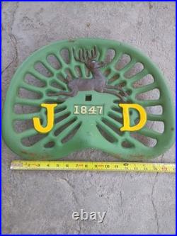 John Deere Vintage Farm Tractor Cast Iron Seat 1847 Deer Sign Antique