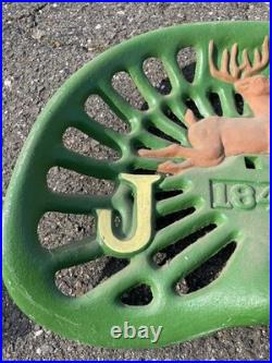 John Deere Vintage Farm Tractor Cast Iron Seat 1847 Deer Sign Antique