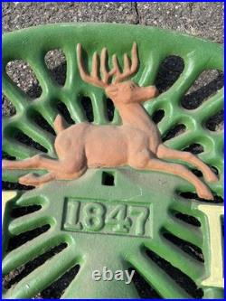 John Deere Vintage Farm Tractor Cast Iron Seat 1847 Deer Sign Antique