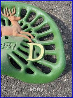 John Deere Vintage Farm Tractor Cast Iron Seat 1847 Deer Sign Antique