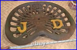 John Deere Vintage Farm Tractor Cast Iron Seat 1847 Deer Sign Antique
