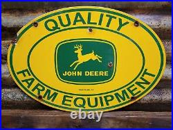 John Deere Vintage Porcelain Sign 17 Farm Equipment Barn Tractor Gas Oil 1954