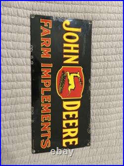 John Deere Vintage Porcelain Sign 7.5 X 18