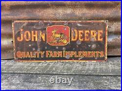 John Deere Vintage Sign Porcelain Metal Advertising Sign Tractor Mower 8x18