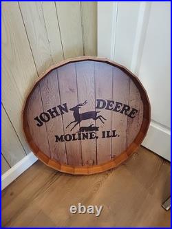John Deere Wooden Whiskey Barrel Top Sign LP85812