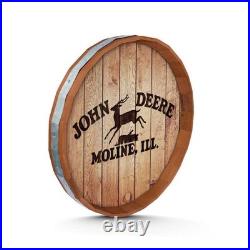 John Deere Wooden Whiskey Barrel Top Sign LP85812