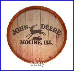 John Deere Wooden Whiskey Barrel Top Sign LP85812