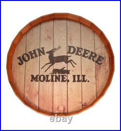 John Deere Wooden Whiskey Barrel Top Sign LP85812