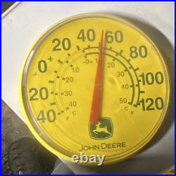 John Deere Yellow Advertising Thermometer Sign Chaney Instrument Co. Made in USA