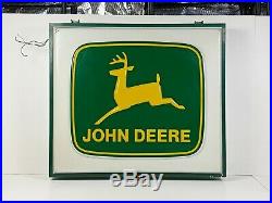 John Deere double sided large lighted dealer sign 44 x 50, Excellent Condition