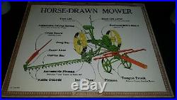 John Deere sign Horse-drawn Mower poster board chart Tractor Spreader double vtg