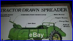John Deere sign Horse-drawn Mower poster board chart Tractor Spreader double vtg