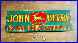 John deere farm implements porcelain enamel 36 x 12 inch single sided sign