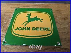 John deere sign porcelain 4 Leg Tractor Farm Seed Feed Gas Oil
