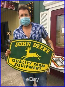 John deere tire beer motor gasoline oil dealer porcelain sign MAKE AN OFFER! 2