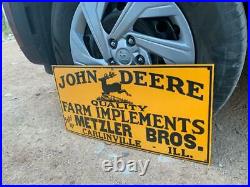 Johndeere Quality Farm Implements 24x12 Inches Porcelain Enamel Sign Single Side