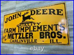 Johndeere Quality Farm Implements 24x12 Inches Porcelain Enamel Sign Single Side