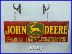Johndeere Red Large 72x24 Inches Porcelain Enamel Sign Double Side