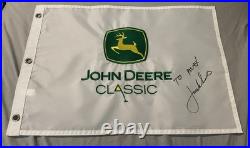 Jordan Spieth Signed John Deere Classic Golf Flag 2x Champ PGA Personalized