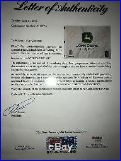 Jordan Spieth Signed John Deere Classic Pin Flag PSA JSA TEXAS LONGHORNS MASTERS