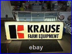 Krause Tractor Farm Dealer Sign Equipment Double Sided Lighted John Deere IH AC