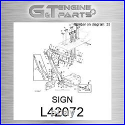 L42072 SIGN fits JOHN DEERE (Surplus Open Box)