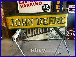 LQQK! Vintage JD JOHN DEERE Sign Old Tractor DOUBLE SIDED NEON farm AG Equipment