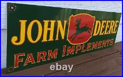 Large 1955 Dated Vintage John Deere Farm Implement Tractor Porcelain Sign
