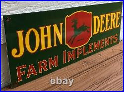 Large 1955 Dated Vintage John Deere Farm Implement Tractor Porcelain Sign