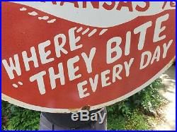 Large 24 Port Aransas Texas Porcelain Sign Rusty Fishing Sign Rare
