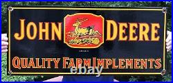 Large 24 Vintage 1934 Dated John Deere Quality Farm Implements Porcelain Sign