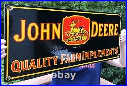 Large 24 Vintage 1934 Dated John Deere Quality Farm Implements Porcelain Sign