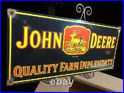 Large 24 Vintage 1934 Dated John Deere Quality Farm Implements Porcelain Sign