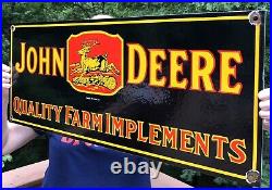 Large 24 Vintage 1934 Dated John Deere Quality Farm Implements Porcelain Sign