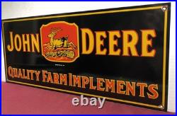 Large 24 Vintage 1934 Dated John Deere Quality Farm Implements Porcelain Sign