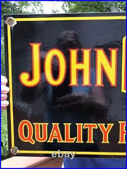 Large 24 Vintage 1934 Dated John Deere Quality Farm Implements Porcelain Sign