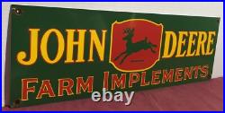 Large 24 Vintage 1955 Dated John Deere Quality Farm Implements Porcelain Sign