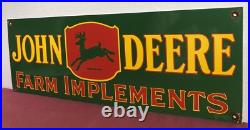 Large 24 Vintage 1955 Dated John Deere Quality Farm Implements Porcelain Sign