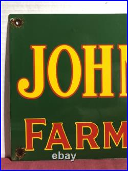 Large 24 Vintage 1955 Dated John Deere Quality Farm Implements Porcelain Sign