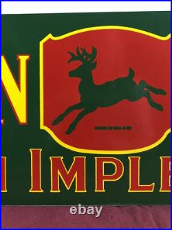 Large 24 Vintage 1955 Dated John Deere Quality Farm Implements Porcelain Sign