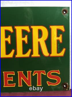 Large 24 Vintage 1955 Dated John Deere Quality Farm Implements Porcelain Sign