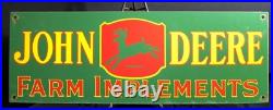 Large 24 Vintage John Deere Quality Farm Implements Porcelain Sign