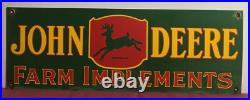 Large 24 Vintage John Deere Quality Farm Implements Porcelain Sign Large 24 Vintage John Deere Quality Farm Implements Porcelain Sign