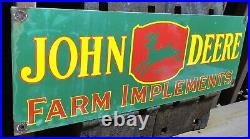 Large 24 Vintage John Deere Quality Farm Implements Porcelain Sign