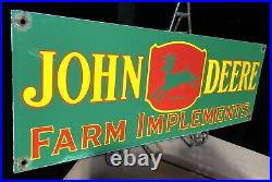 Large 24 Vintage John Deere Quality Farm Implements Porcelain Sign