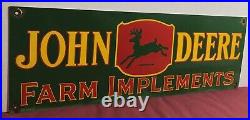 Large 24 Vintage John Deere Quality Farm Implements Porcelain Sign Large 24 Vintage John Deere Quality Farm Implements Porcelain Sign