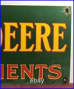 Large 24 Vintage John Deere Quality Farm Implements Porcelain Sign Large 24 Vintage John Deere Quality Farm Implements Porcelain Sign