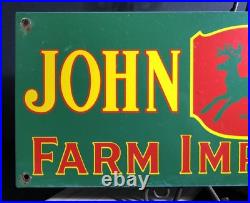 Large 24 Vintage John Deere Quality Farm Implements Porcelain Sign